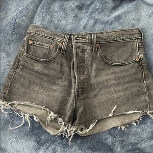 Women's Acid Washed Black Denim Shorts